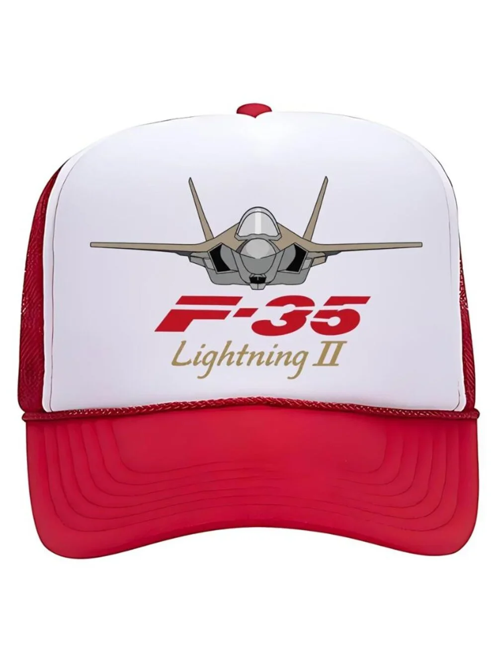 Retro F-35 Lightning II Fighter Jet Foam Trucker Hat Red White Rope Snapback New